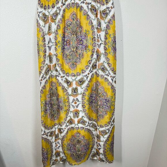 Anthropologie Akemi + Kin Mustard Medallion Paisley Print Maxi Dress Boho Small - Picture 3 of 9